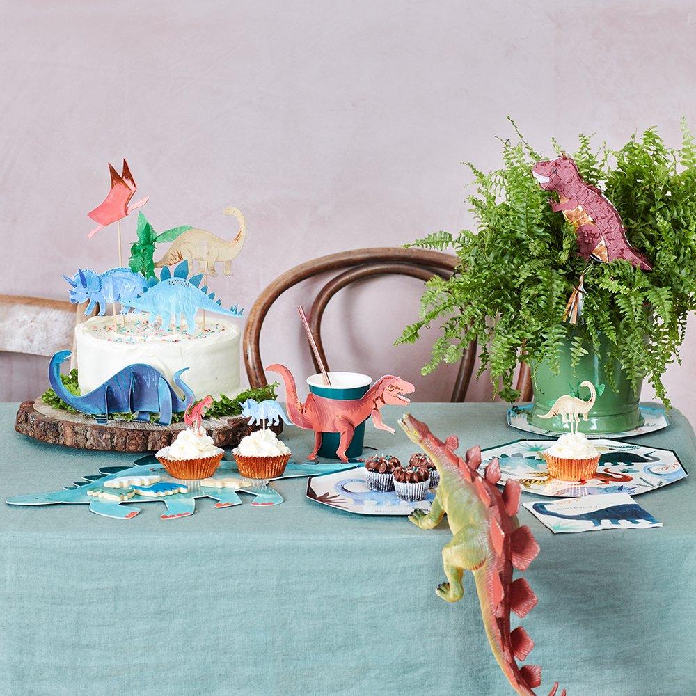 Decorate your birthday party with our T-Rex shaped balloons, tropical garland, and our dinosaur tableware options will surely impress all of your guests and you'll hear the ROAR!