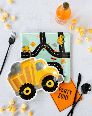 Construction Road Truck Party Plates