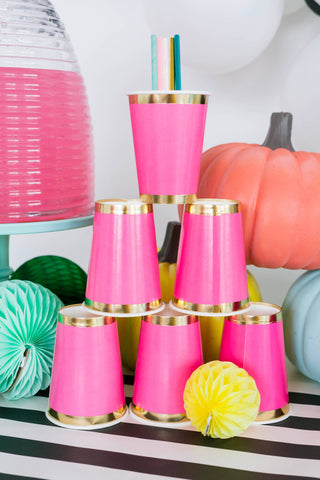 Posh Pink & Gold Paper Cups