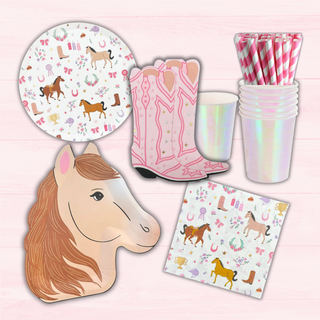 Cowgirl Pony Tails 80 Piece Party Tableware Bundle
