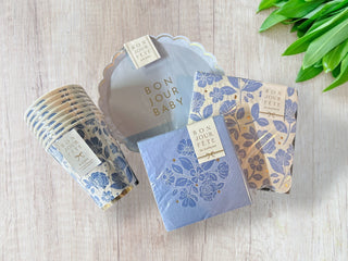 Belle Blue Elegant Floral Cocktail Napkins