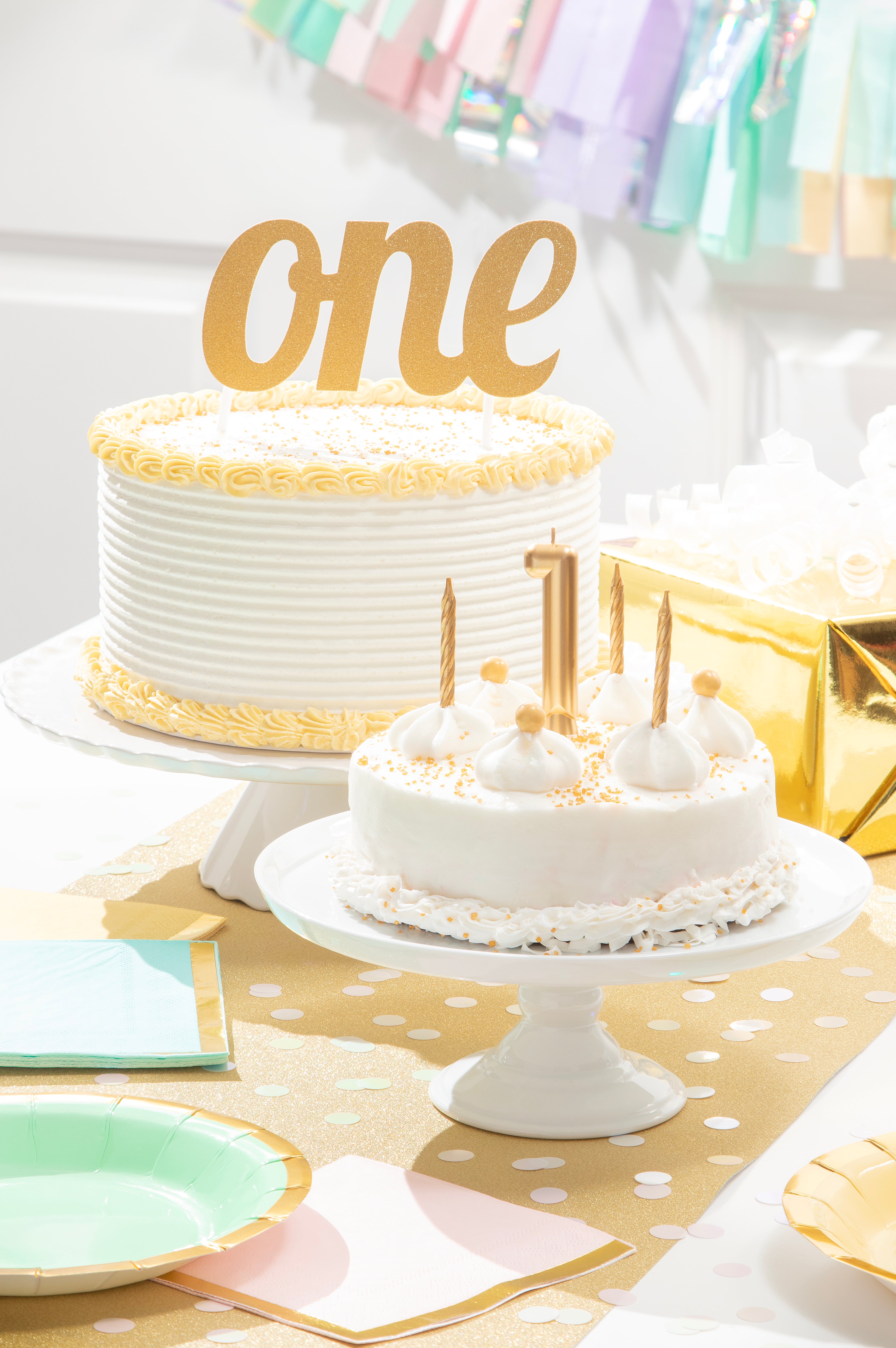 Gold Glitter One Cake Topper - First Birthday Party Decoration | Oh So ...