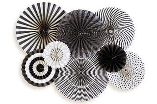 Black Party Fan Set / Black Fans / Party Fans / Paper Fans / Black Decor / Black Hanging Decorations / Buffalo Plaid / New Years Decor