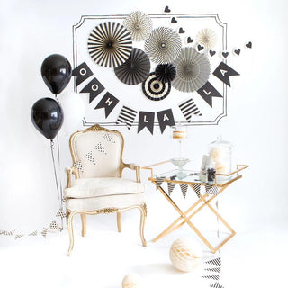 Black Party Fan Set / Black Fans / Party Fans / Paper Fans / Black Decor / Black Hanging Decorations / Buffalo Plaid / New Years Decor