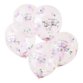 Floral Confetti Birthday Balloon 