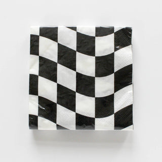 Checkered Flag Large Napkins / Race Car Birthday Party / Car Party Napkins / Pit Stop / Racing Party Supplies / Cars / Black & White Napkin