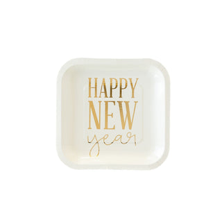 Gold Foil Happy New Year Plate 