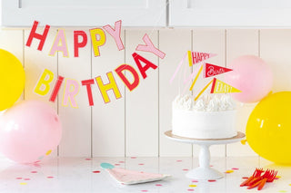 Pink Birthday Cake Toppers / Hooray Birthday Cake Topper / Happy Birthday Pennant Cake Toppers / Birthday Pennant /