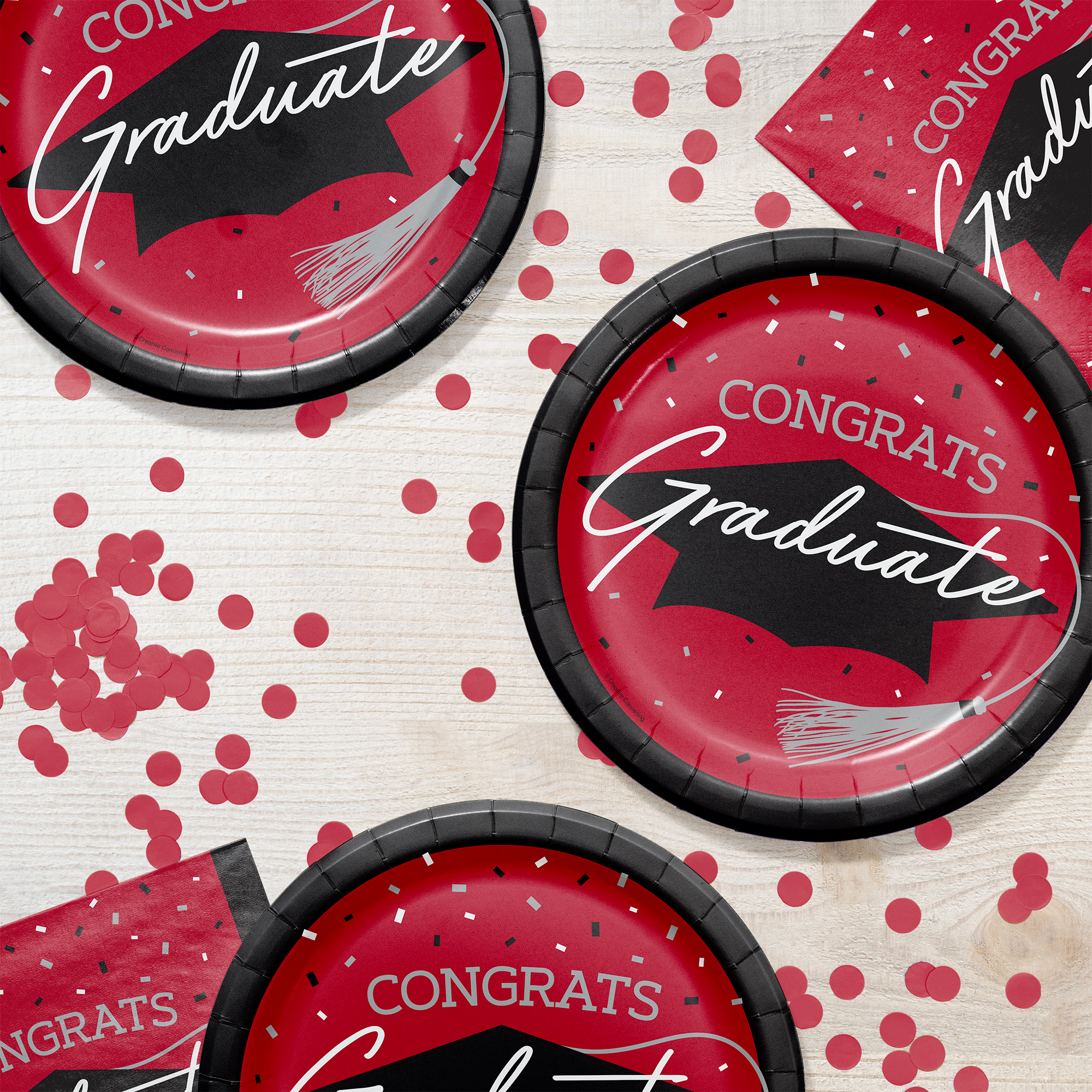 Red Graduation Pattern Classic Red Graduation Decorations and Party Supplies | Oh So Fancy Party