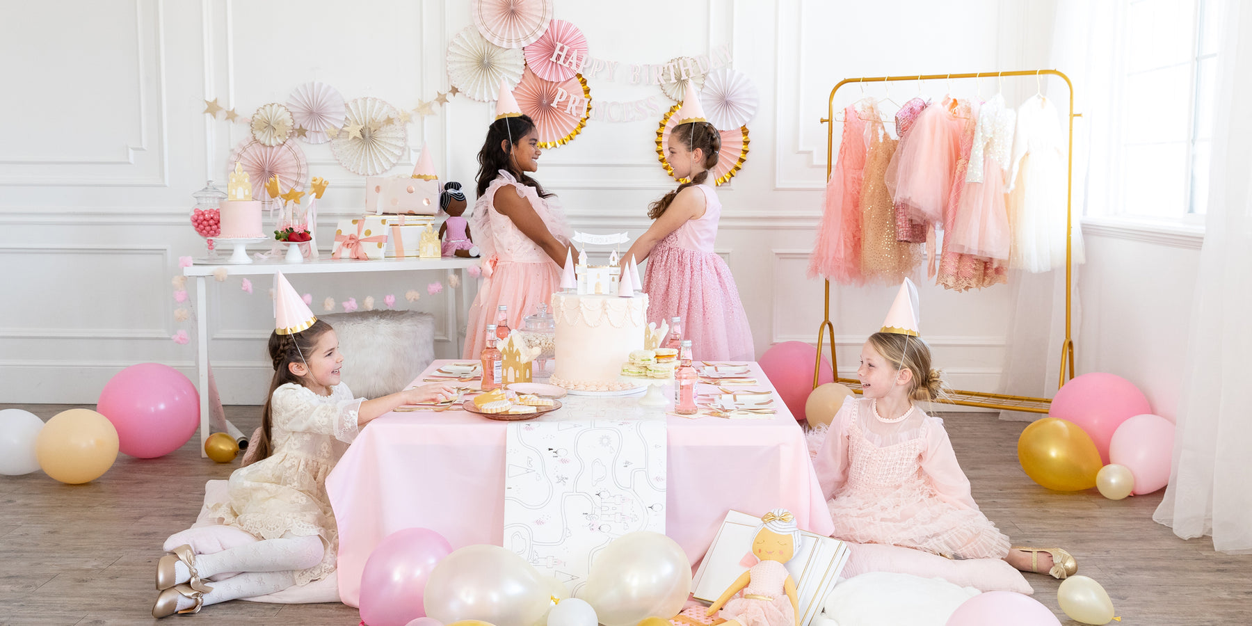 We have a collection of carefully curated princess party decor items, princess tableware, and princess gift bags.