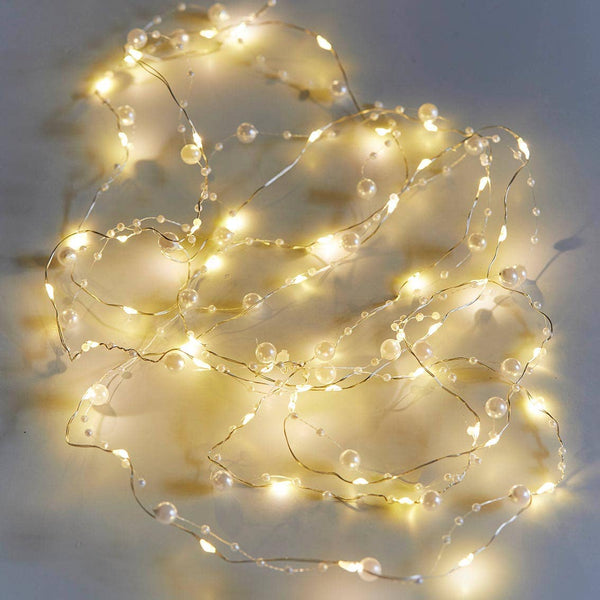 Beaded Rope Light Delicate Pearl String Lights | Warm White Bead LED Décor | Oh So Fancy ...