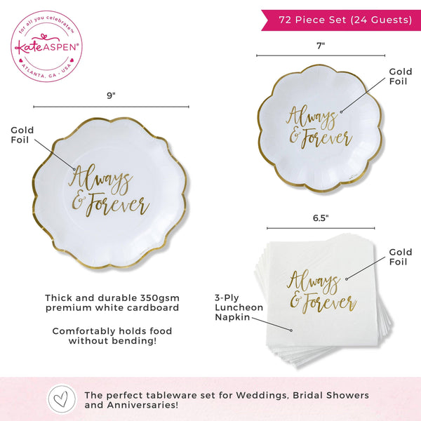 Always & Forever 72 Piece Party Tableware Set (24 Guests)