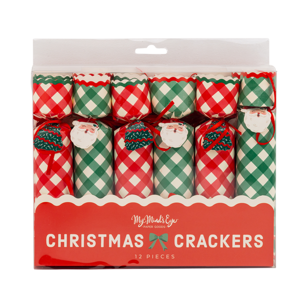 Red and Green Gingham Christmas Crackers