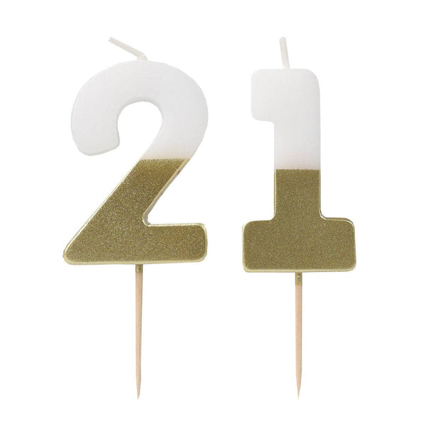 White & Gold Milestone Candles Set | Cake Candles