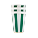 Emerald Cabana Stripe Party Cups (12 oz, Set of 8)