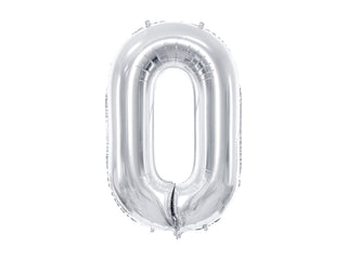 Number "0" Silver Balloon - 34"