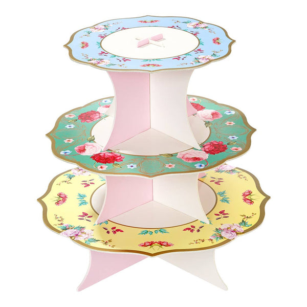 3 Tier Floral 2-Sided Cupcake Stand