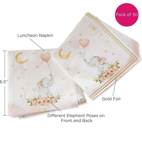 Pink Elephant Baby Shower Napkins