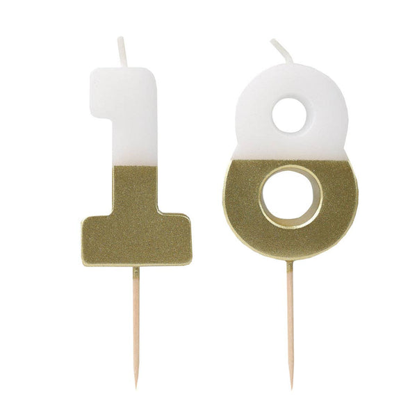 White & Gold Milestone Candles Set | Cake Candles