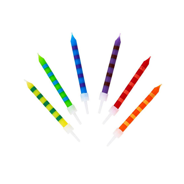 Striped Multicolor Candles - 24 Pack | Cake Candles