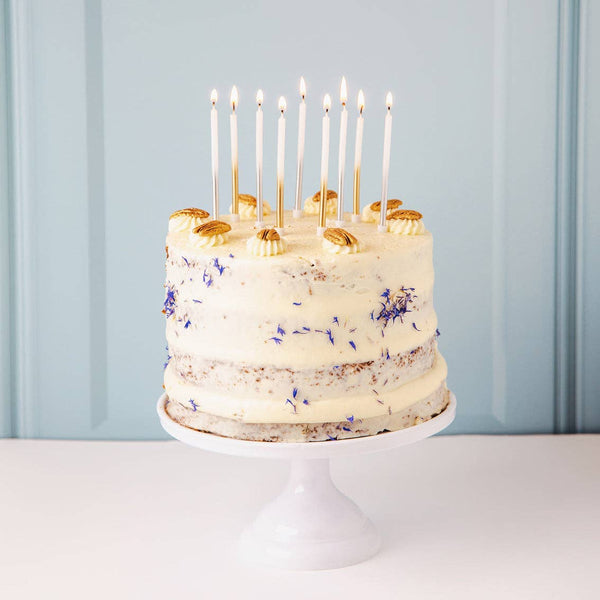 White & Gold Candles - 16 Pack | Birthday Candles
