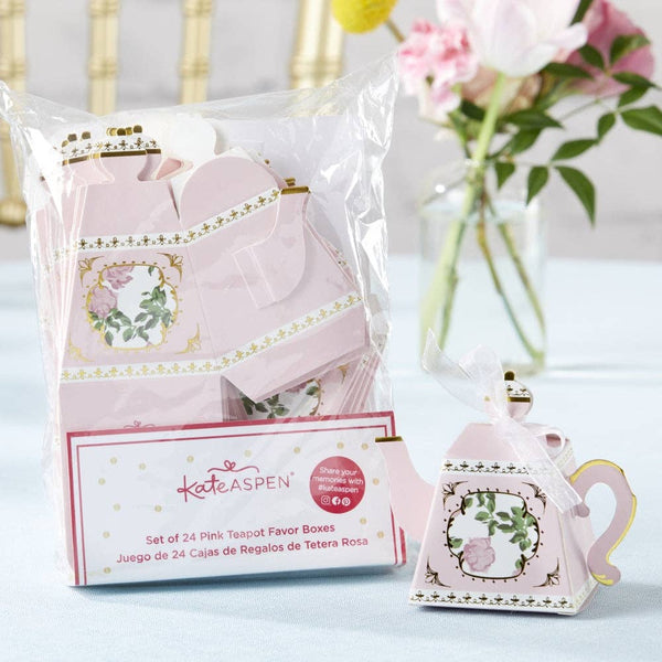 Tea Time Whimsy Teapot Favor Box - Pink (Set of 24)
