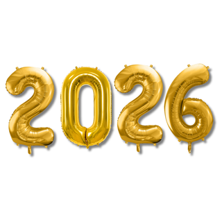 2026 Gold Foil Number Balloons