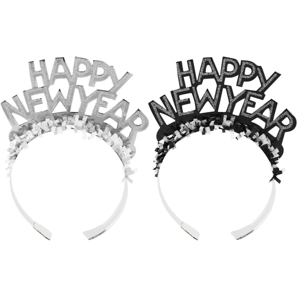 Black Glitter and Silver Foil New Year Tiaras