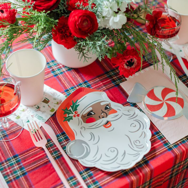 Plaid Bow Christmas Cocktail Napkins