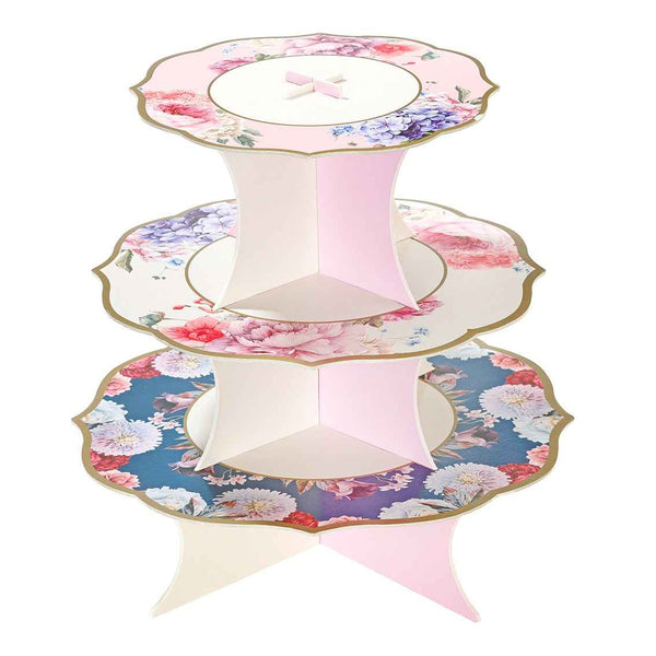 3 Tier Floral 2-Sided Cupcake Stand
