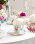 Mint Green Floral Paper Teacup with Saucer – Tea Party Decor