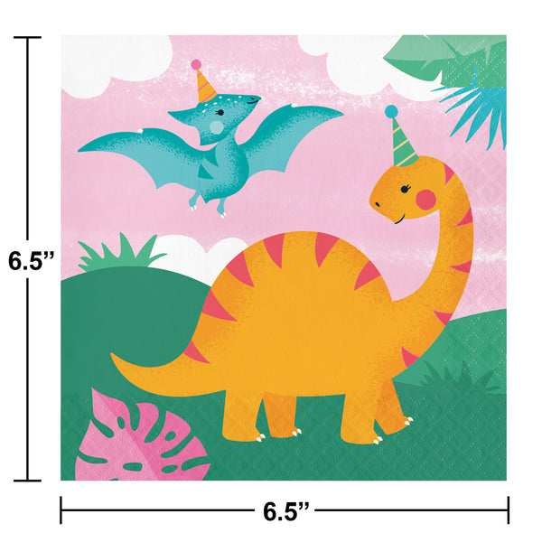 Pink Dino Party Napkins