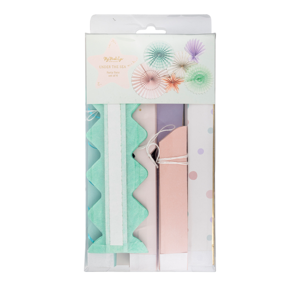 Mermaid Party Fan Set – 6 Pastel Decorations for Under-the-Sea Events