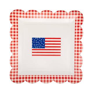 Gingham Flag Paper Plate
