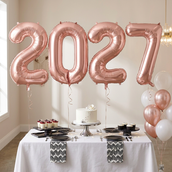 2027 Rose Gold Foil Number Balloons