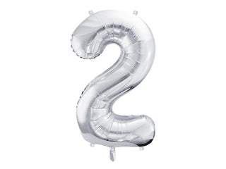 Silver number 2 balloon on a white background
