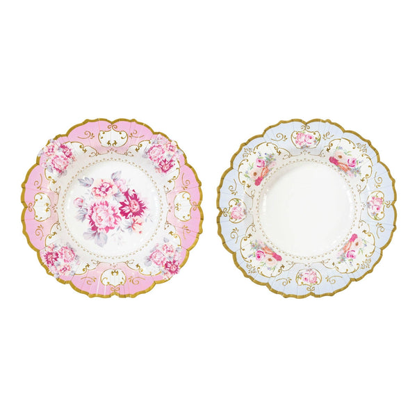 Two decorative bowls with floral designs on a white background