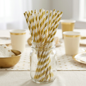 Gold Striped Paper Straws