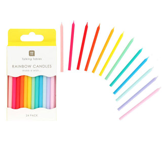 Rainbow Birthday Candles - 24 Pack | Cake Candles