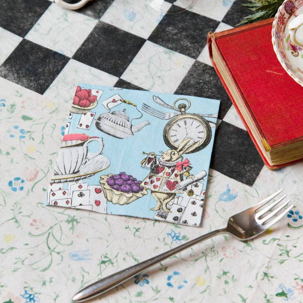 Alice in Wonderland Blue Cocktail Napkins