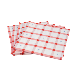RED GINGHAM 4TH OF JULY LARGE NAPKINS