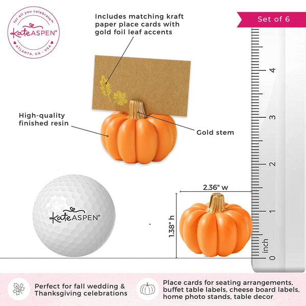 Orange Pumpkin Place Card Holder (Set of 6)
