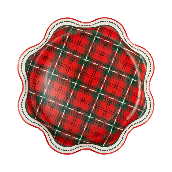 Green Plaid Christmas 10" Square Dinner Plates