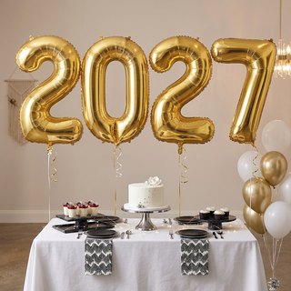 2027 Gold Foil Number Balloons