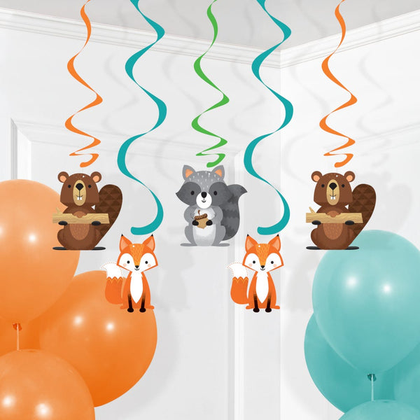 Wild One Woodland Animals Hanging Swirl Decorations