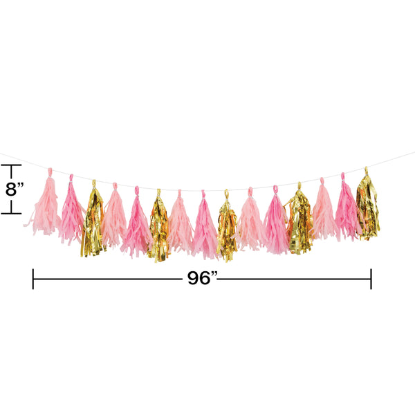 Pink and Gold Celebration Tassel Garland