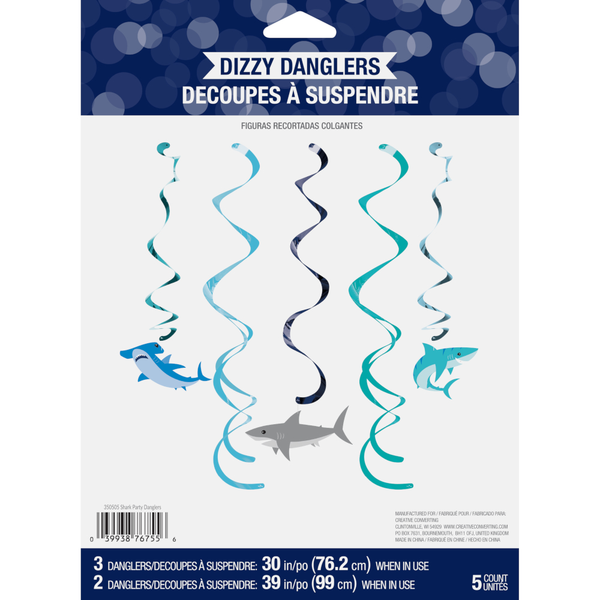 Shark Party Dizzy Danglers | 5 Pc