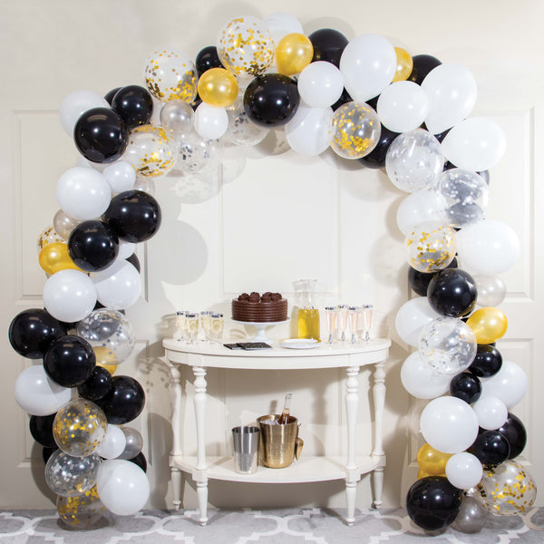 Black, White & Gold Balloon Arch