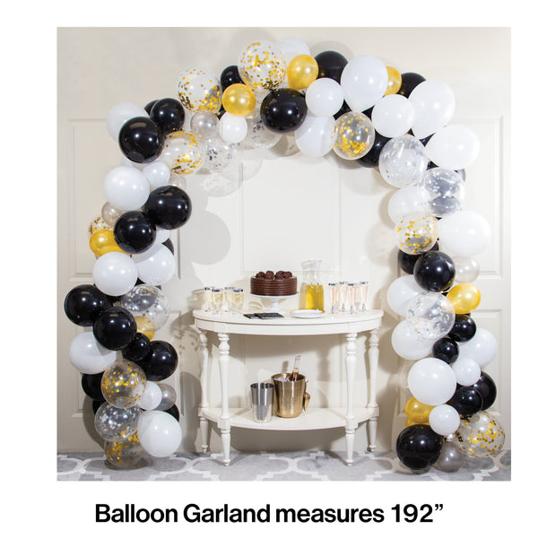 Black, White & Gold Balloon Arch