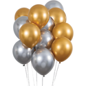 Silver and Gold Metallic Latex Balloons